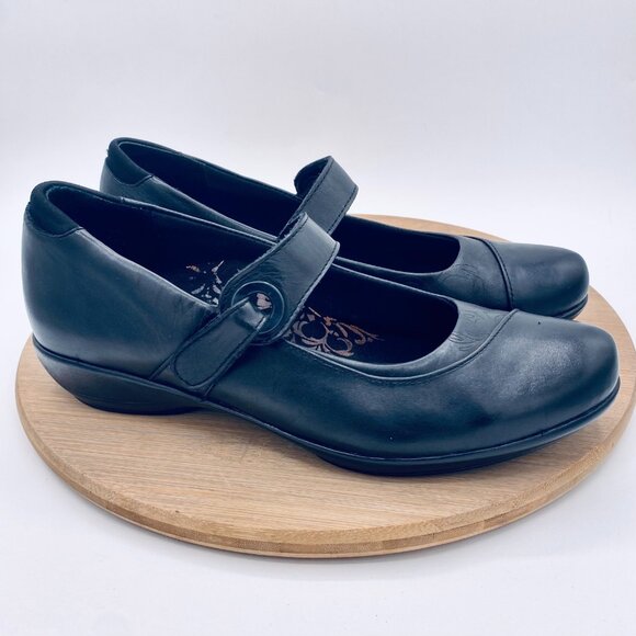 Aetrex Shoes Womens 9 Black Leather Mary Jane Orthotic Flats - Picture 1 of 10